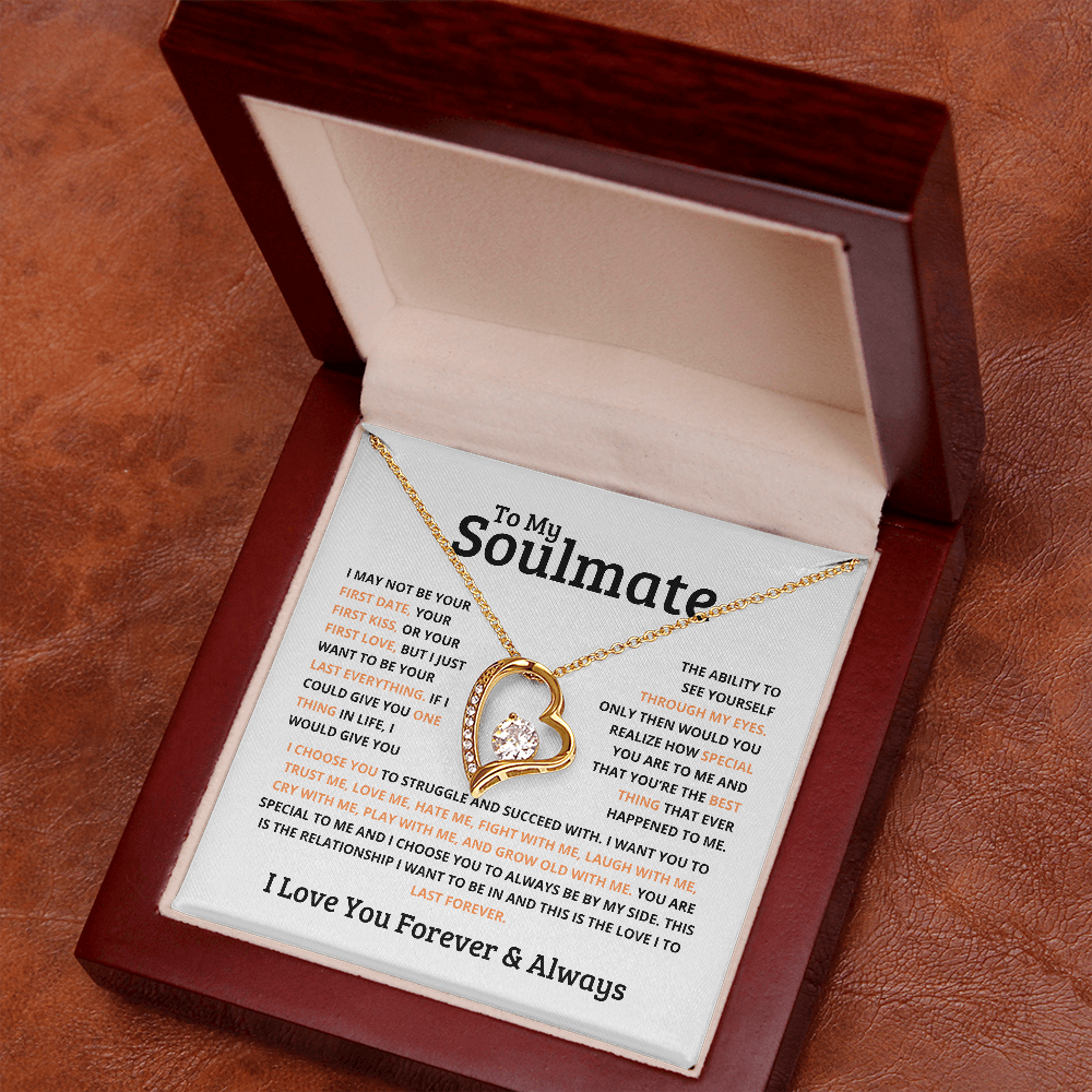 *To My Soulmate Necklace – Romantic Gift for Her, Soulmate Jewelry, Anniversary Gift, Valentine's Day Necklace for Wife or Girlfriend