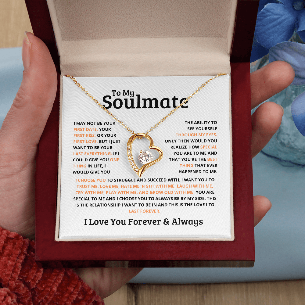 *To My Soulmate Necklace – Romantic Gift for Her, Soulmate Jewelry, Anniversary Gift, Valentine's Day Necklace for Wife or Girlfriend