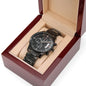 Gift for Dad – “You Will Always Be My Hero” Black Chronograph Watch