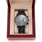 Gift for Dad "You will always be my HERO..." Engraved Design Black Chronograph Watch