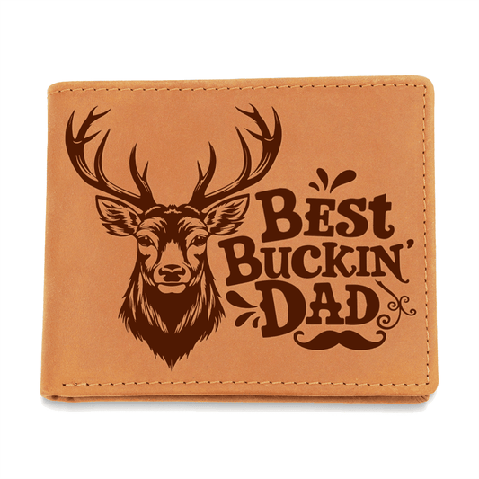 “Best Buckin' Dad” Graphic Leather Wallet - Gift for Dad