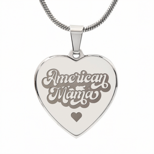 Gift for Mom – “American Mama” Engraved Heart Necklace