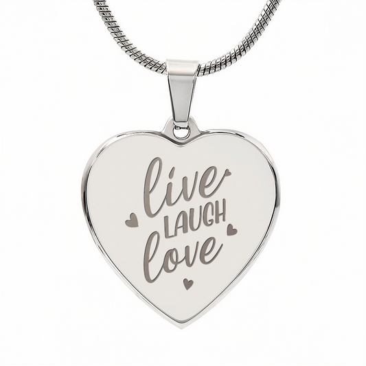 Gift for Her – “Live, Laugh, Love” Engraved Heart Necklace