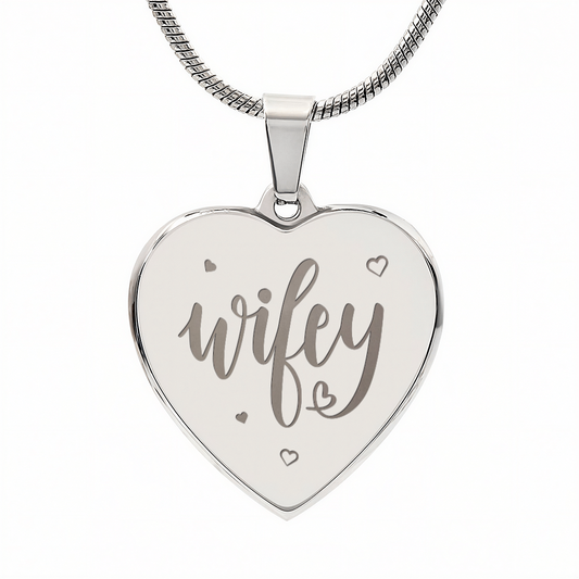 Gift for Wife – “Wifey” Engraved Heart Necklace