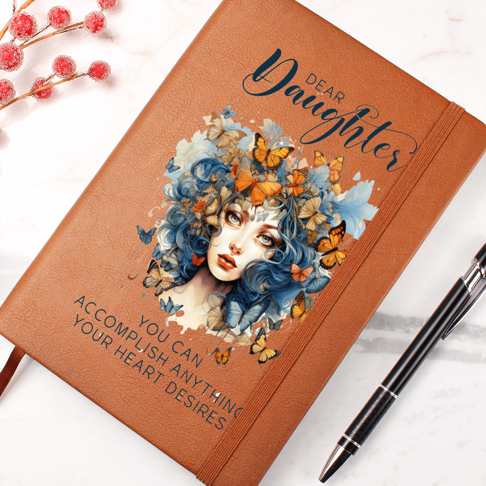 Gift for Daughter – “You Can Accomplish Anything” Graphic Leather Journal