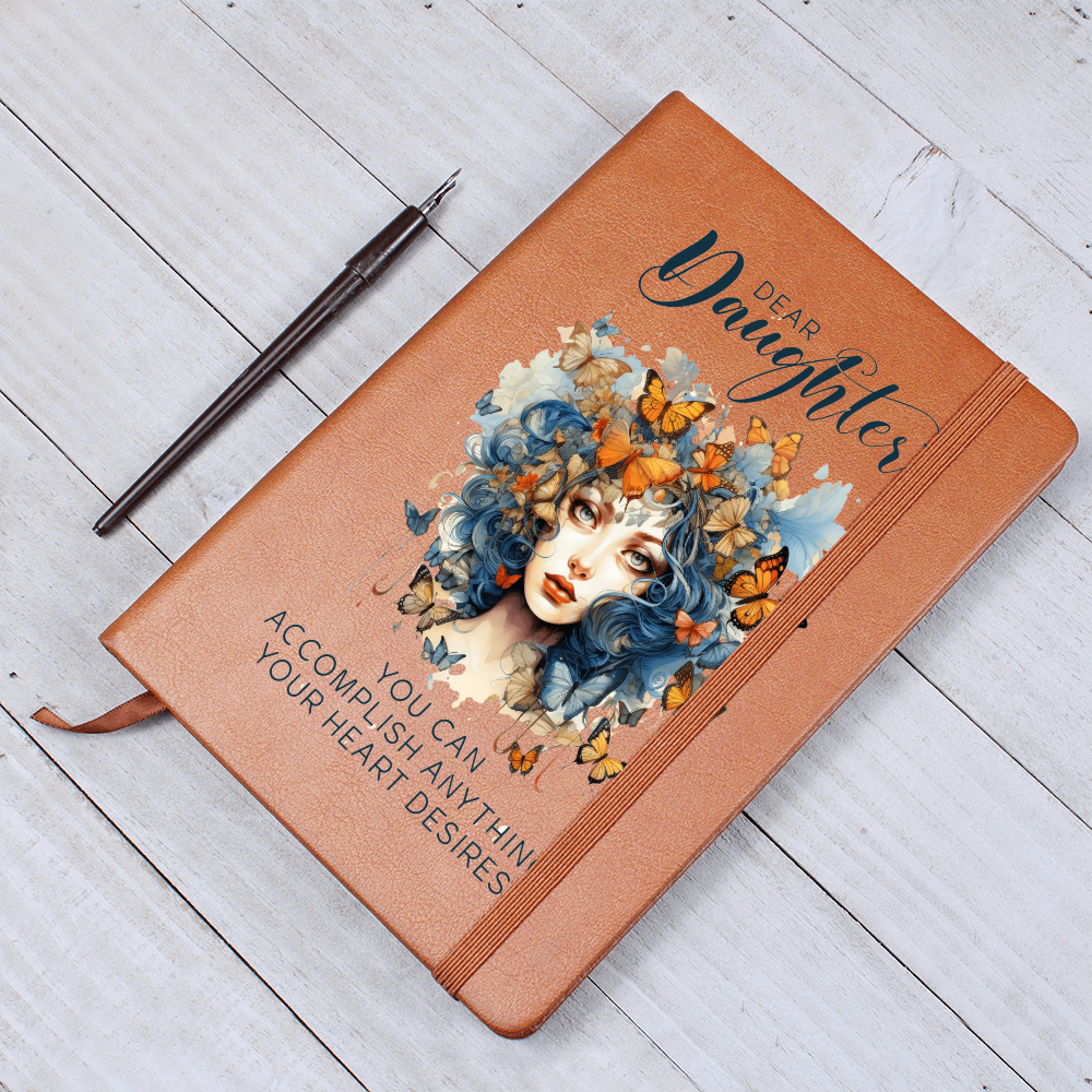 Gift for Daughter – “You Can Accomplish Anything” Graphic Leather Journal