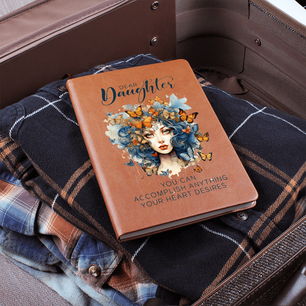 Gift for Daughter – “You Can Accomplish Anything” Graphic Leather Journal