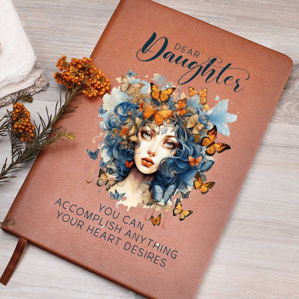 Gift for Daughter – “You Can Accomplish Anything” Graphic Leather Journal