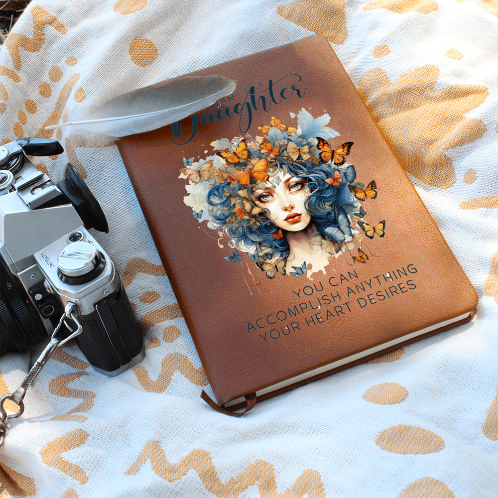 Gift for Daughter – “You Can Accomplish Anything” Graphic Leather Journal