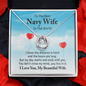 Gift for Wife – “Best Navy Wife in the World” Lucky In Love Necklace