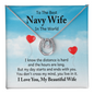 Gift for Wife – “Best Navy Wife in the World” Lucky In Love Necklace