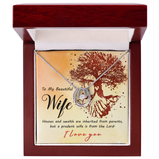 Gift for Wife – “A Prudent Wife Is From the Lord” Lucky In Love Necklace