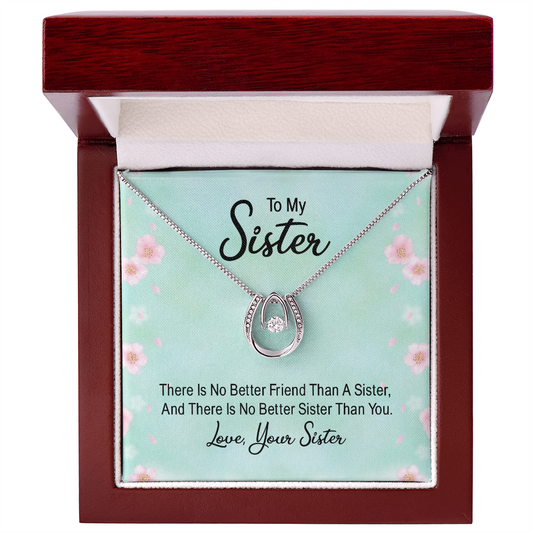 Gift for Sister (from Sister) – “No Better Friend Than You” Lucky In Love Necklace