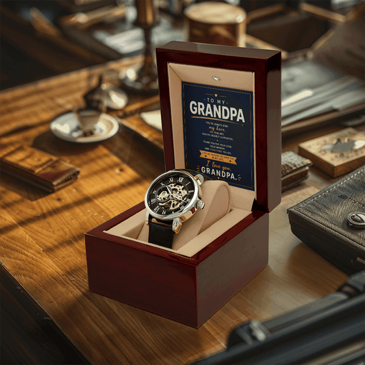 To My Grandpa – My Hero Openwork Automatic Watch