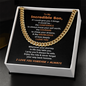 Gift For Son B "To my Incredible Son..." Cuban Link Chain Necklace