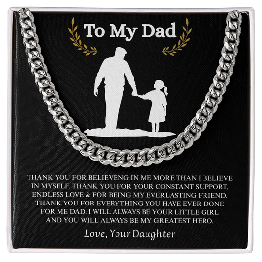 Gift for Dad "Thank You... I will always be your little girl..." Cuban Link Chain Necklace