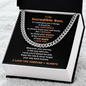 Gift For Son B "To my Incredible Son..." Cuban Link Chain Necklace