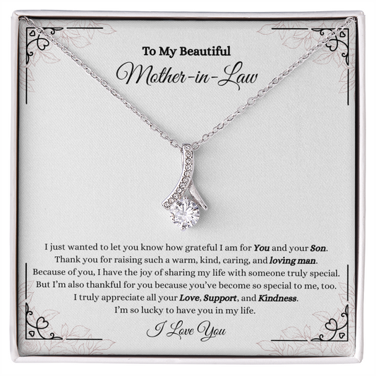 Gift for Mother in Law "I'm so lucky to have you in my life..." Alluring Beauty Necklace
