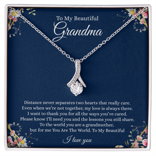 Gift for Grandmother "Distance never separates two hearts that really care..." Alluring Beauty Necklace
