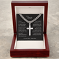 Gift for Dad "I Know It Wasn't Easy Raising a Man Like Me…" Engraved Artisan Cross Necklace