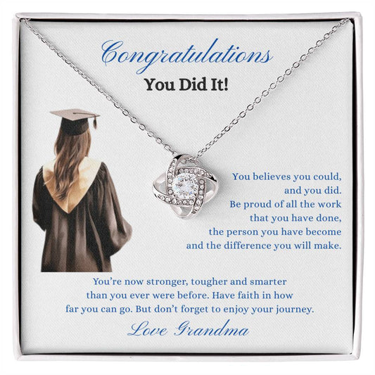 Gift for Granddaughter "To a beautiful Girl on her Graduation Day..." Love Knot Necklace