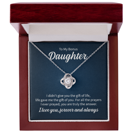 Gift for Daughter‑in‑Law (from Mom) – “Life Gave Me the Gift of You” Love Knot Necklace