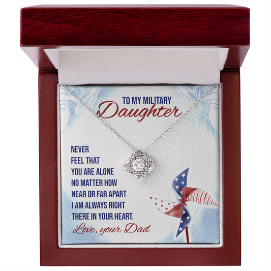 Gift for Daughter (from Dad) – “I'm Always in Your Heart” Love Knot Necklace