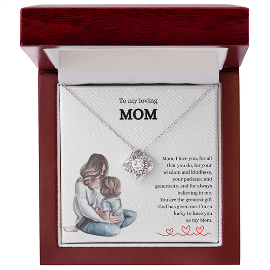 Gift for Mom – “You Are the Greatest Gift God Has Given Me” Love Knot Necklace
