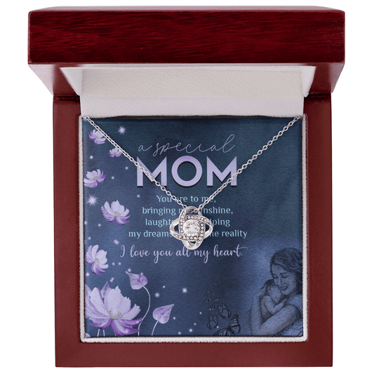 Gift for Mom – “You Bring Me Sunshine and Laughter” Love Knot Necklace