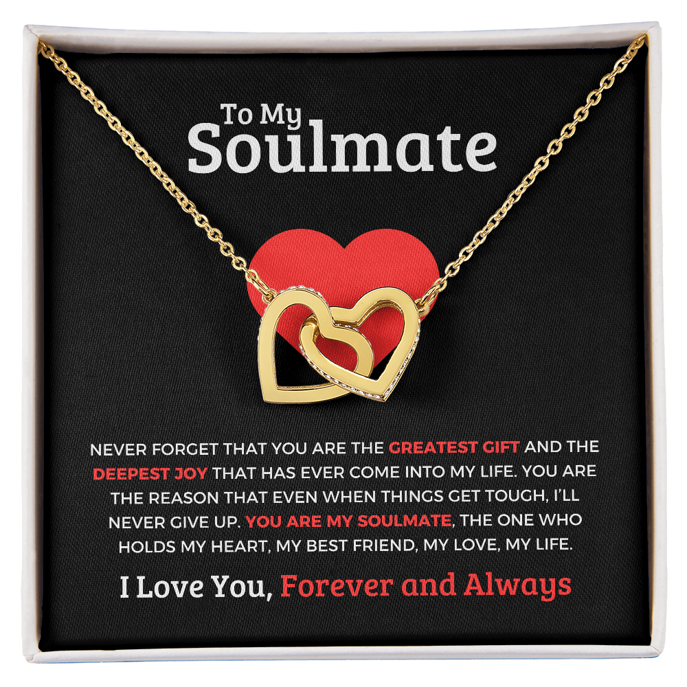 *To My Soulmate "Interlocking Hearts Necklace" Romantic Gift for Her, Soulmate Jewelry, Anniversary Gift, Valentine's Day Necklace for Wife or Girlfriend