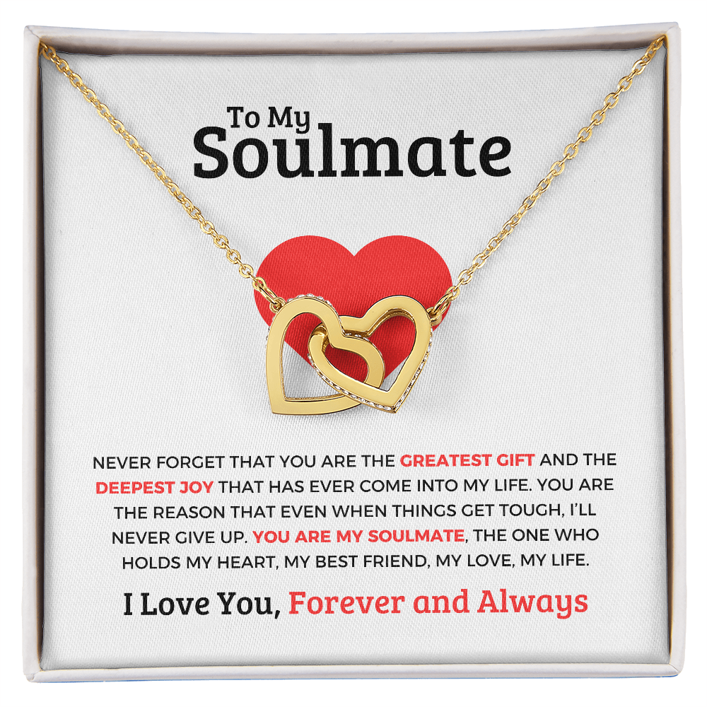 *To My Soulmate "Interlocking Hearts Necklace" Romantic Gift for Her, Soulmate Jewelry, Anniversary Gift, Valentine's Day Necklace for Wife or Girlfriend