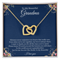 Gift for Grandmother "Distance never separates two hearts that really care..." Interlocking Hearts Necklace