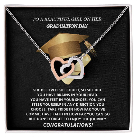 Gift for Daughter "To a beautiful Girl on her Graduation Day..." Interlocking Hearts Necklace - Someone Said Gift