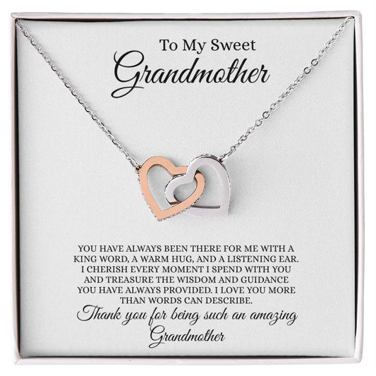 Gift for Grandmother "Thank you for being such an amazing Grandmother..." Interlocking Hearts Necklace