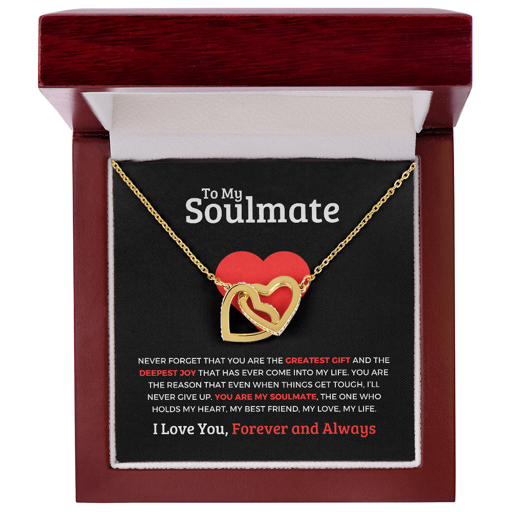 *To My Soulmate "Interlocking Hearts Necklace" Romantic Gift for Her, Soulmate Jewelry, Anniversary Gift, Valentine's Day Necklace for Wife or Girlfriend