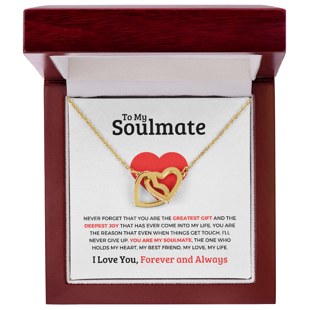 *To My Soulmate "Interlocking Hearts Necklace" Romantic Gift for Her, Soulmate Jewelry, Anniversary Gift, Valentine's Day Necklace for Wife or Girlfriend