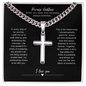 Gift for Him "Promise Necklace: I wish for us to walk side by side..." Cross Cuban Chain