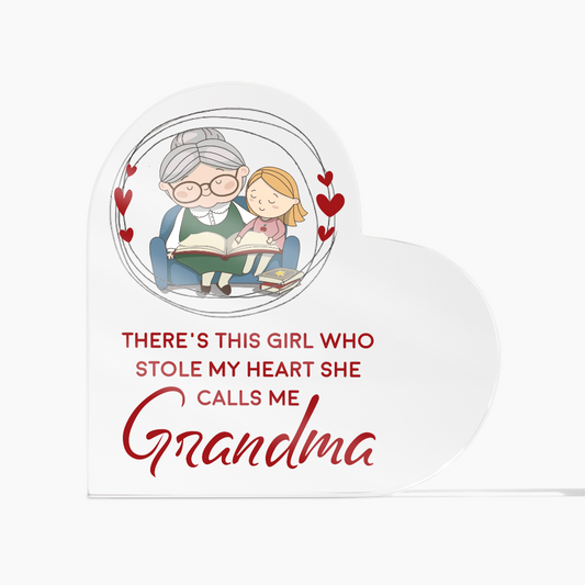 Gift for Grandma (from Granddaughter) – “She Calls Me Grandma” Heart‑Shaped Acrylic Block