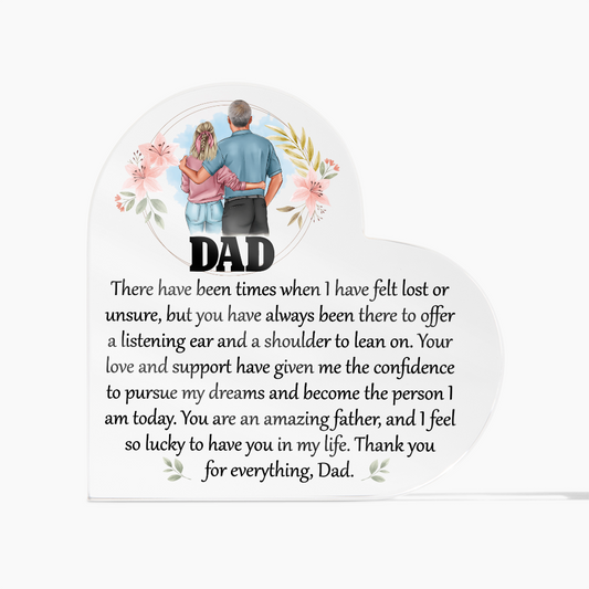 Gift for Dad (from Daughter) – “Thank You for Everything” Heart Acrylic Block