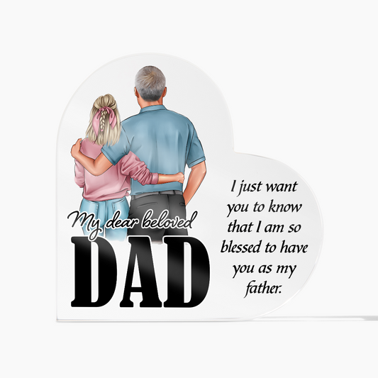 Gift for Dad (from Daughter) – “I Am So Blessed to Have You” Heart Acrylic Block