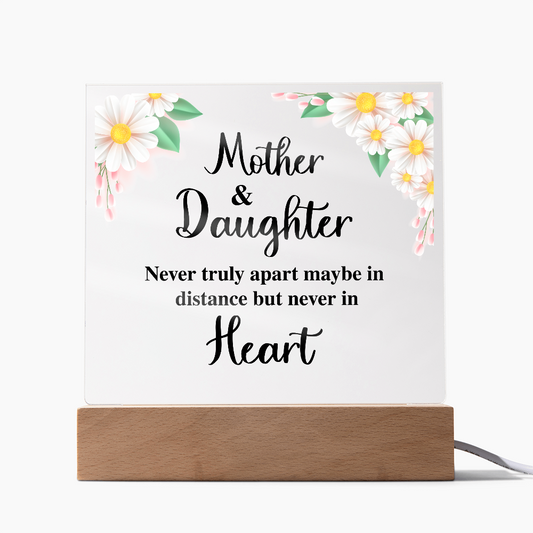 Gift for Daughter (from Mom) – “Never Apart, Always Connected” Square Acrylic Plaque