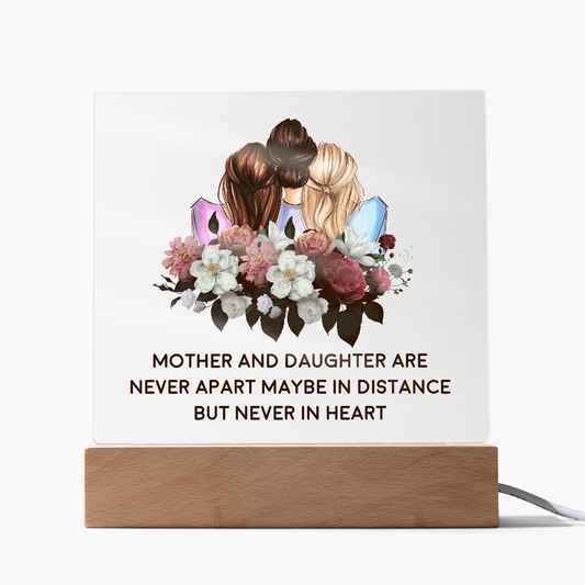 Gift for Daughter (from Mom) – “Never Apart, Always in Heart” Square Acrylic Plaque