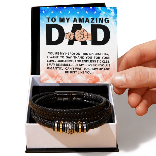 “To My Amazing Dad, You're My Hero!” Love You Forever Bracelet - Gift for Dad