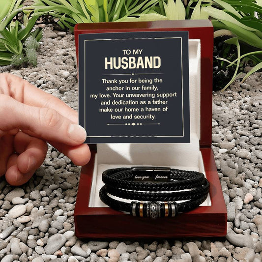 To My Husband – “Anchor of Our Family” Love You Forever Bracelet