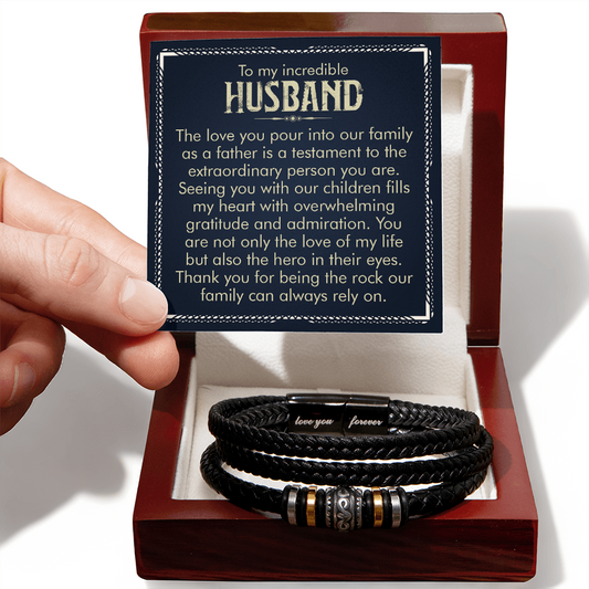 Gift for Husband – “The Rock of Our Family” Love You Forever Men's Bracelet