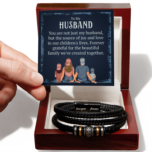 Gift for Husband – “Forever Grateful for the Family We Built Together” Love You Forever Men's Bracelet