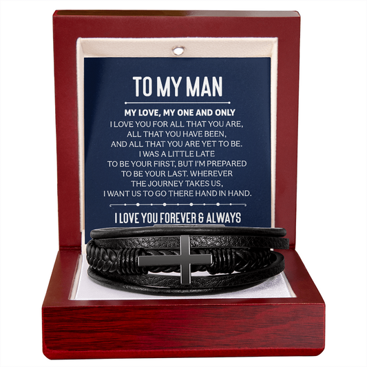Gift for Him – “My Love, My One and Only” Men's Cross Bracelet