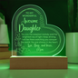 Gift for Daughter (from Mom) – “Wonderful, Awesome, and Always Loved” Engraved Acrylic Heart Plaque