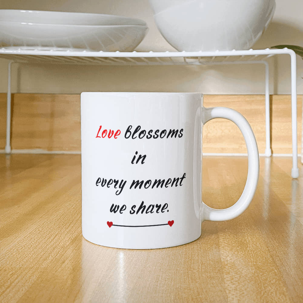 *Love blossoms in every moment we share "couple of men". Mug, Boyfriend Valentines Day Gift for Him, Funny Gift for Him, Husband Anniversary Gift