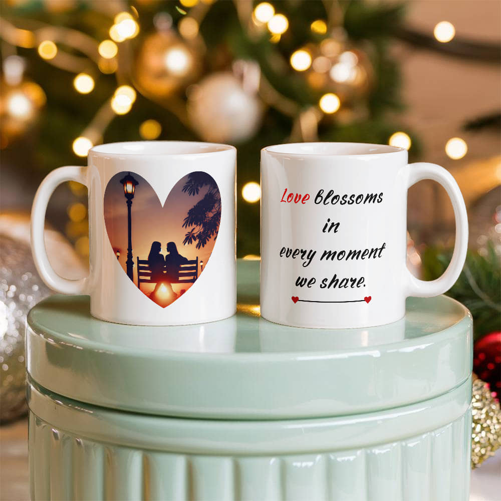 *Love blossoms in every moment we share "couple of women". Mug, Girlfriend Valentines Day Gift for Her, Funny Gift for Her, Wife Anniversary Gift